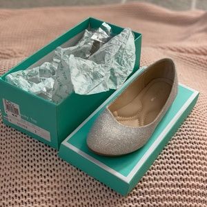 Girl's Sparkly Silver Ballet Flats
